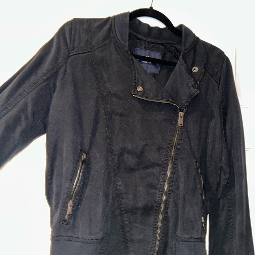 Black American Eagle Utility Asymmetrical Zip Military Jacket - Picture 4 of 6
